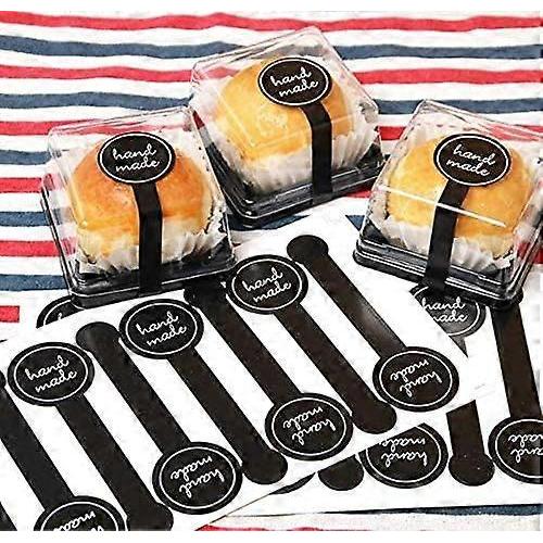 200 Pcs( 20 Sheets) Black Lollipop Hand Made Sealing Stickers Self Adhesive Paper Sticker Labels Decorative Baking Labels