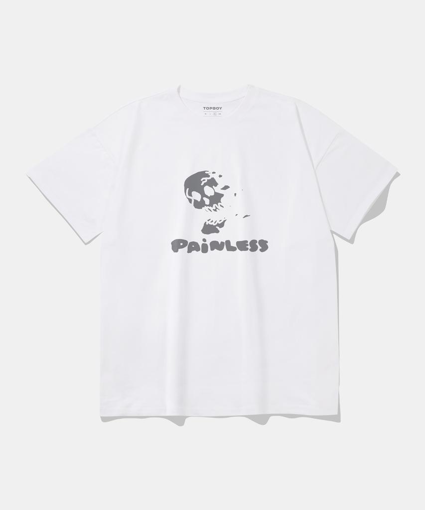 TOPBOY Painless Skull Print Oversized Short Sleeve T-Shirt White