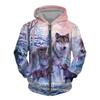 Men Zipper Hoodie Wolf 3D Printed Zipper Hoodie Men's Pullover Fashion Casual Sweater Street Harajuku Clothing Spring and Autumn