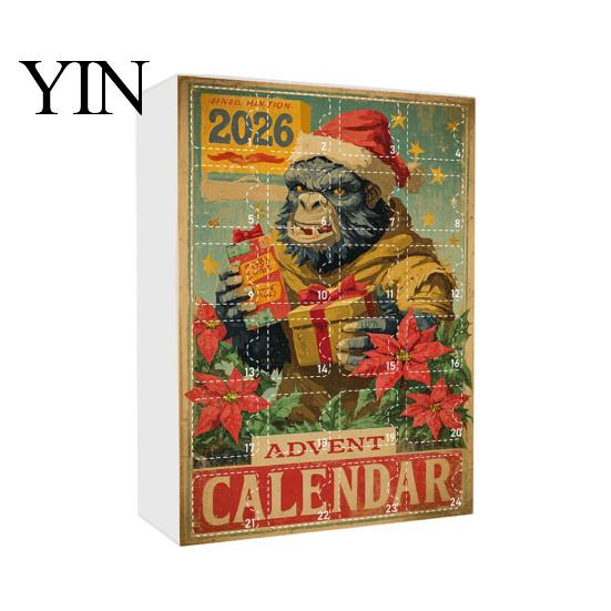 Christmas Gifts for Kids Advent Calendar, Ape Series 24 Day Countdown Box with Holiday Calendar Acrylic Pendants, Festive Tree Hanging Ornaments Home