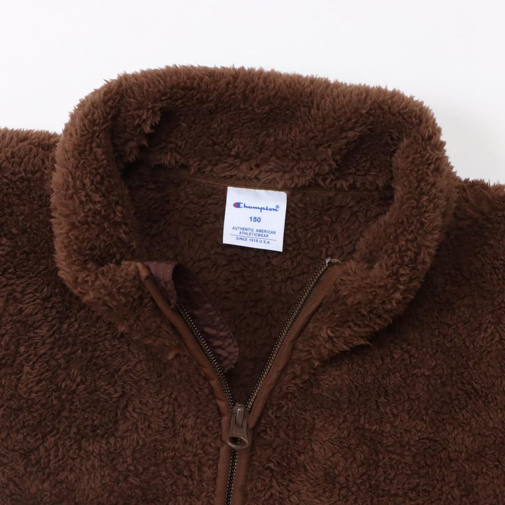 Champion Long Sleeve Script Logo Zip Dark Kids' Jacket, Basic, Brown, CK-A602