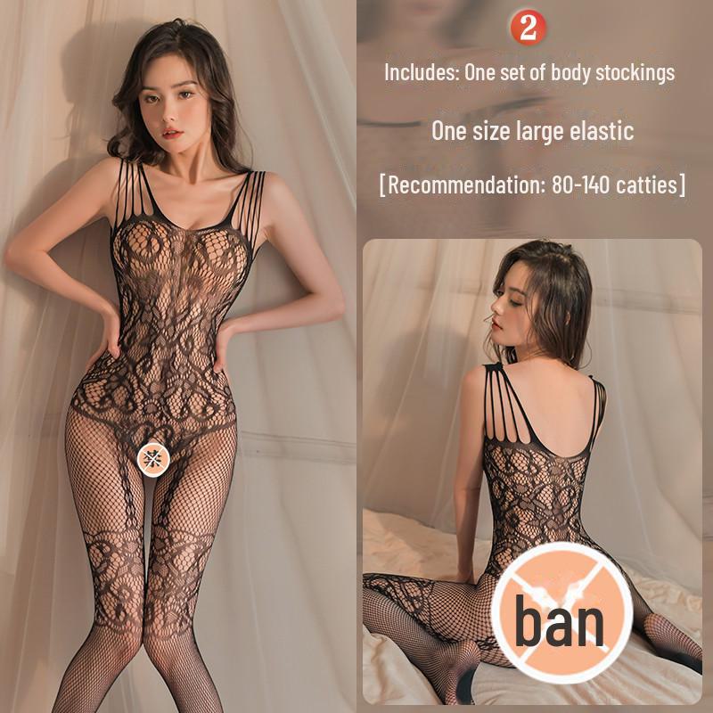 Эротический черный сетчатый комплект нижнего белья с открытыми чулками - соблазнительный и сексуальный