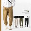 Весенне-осенние свободные прямые повседневные брюки, японские модные брендовые брюки-карго, мужские однотонные широкие брюки-корсеты