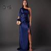 Женское вечернее платье на одно плечо без рукавов с разрезом по низу, однотонное, с заниженной талией, плиссированное, однотонное, с открытыми плечами, коктейльное, вечернее, макси-платье, бальное платье
