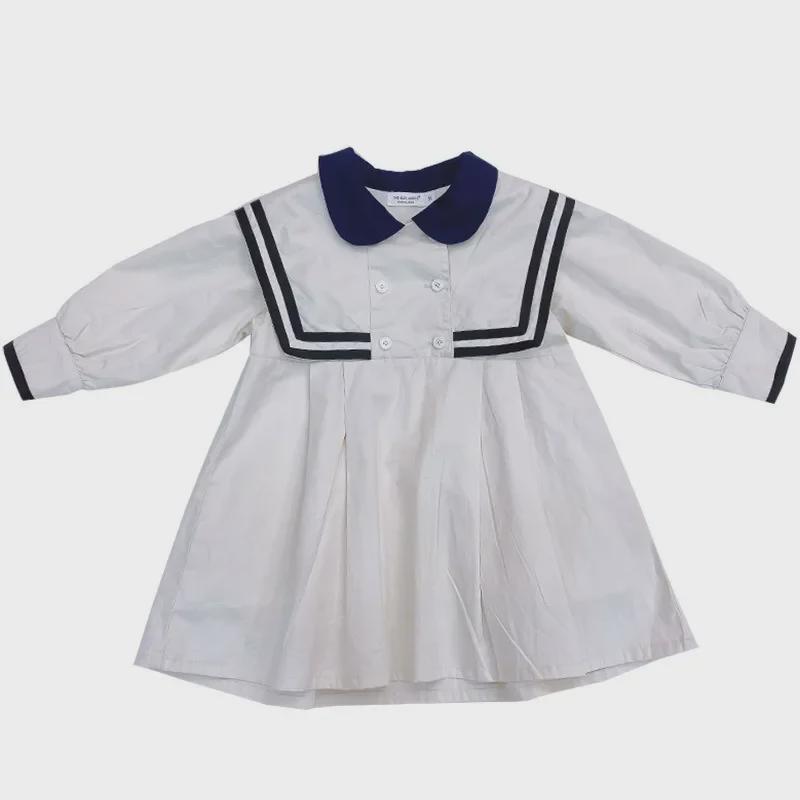 Платье темно-синего цвета в стиле вестерн-колледж для девочек, осень 2024 г., с корейским колоритом