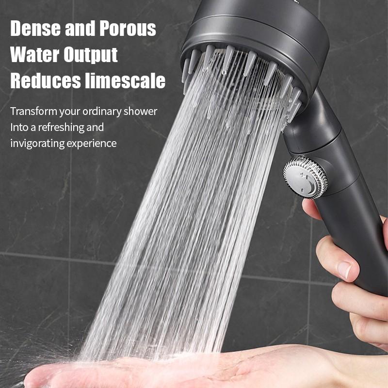 Adjustable Shower Head Booster Water Saving Shower Massage Shower High Pressure 3 Modes With Button Bathroom Accessories