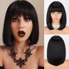 Женский короткий прямой парик боб с челкой, синтетическое волокно, натуральный прямой боб, косплей, повседневная одежда, парик, парик длиной до плеч