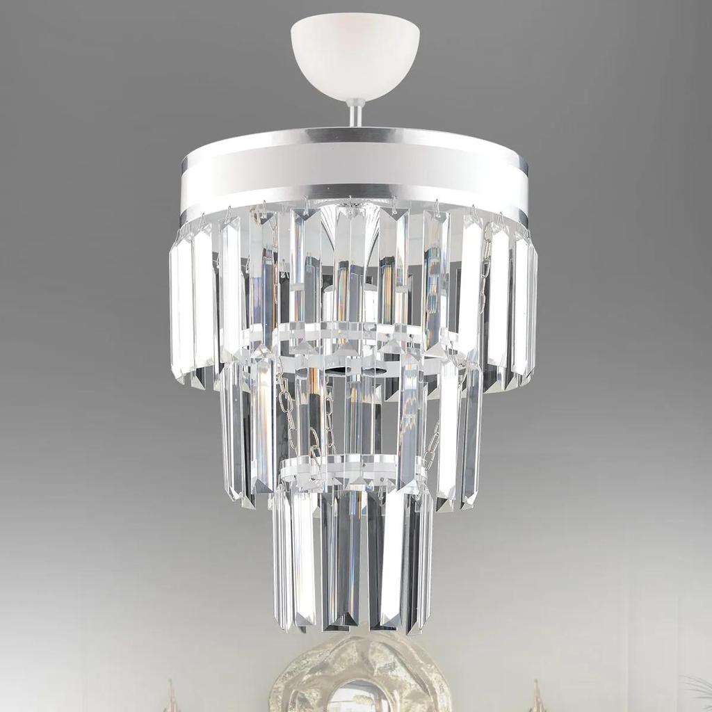 Одиночная трехъярусная хрустальная современная люстра — 4 разных варианта цвета