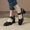 2024 New Women Sandals Spring Summer Retro High Heels Rivet Gladiator Pumps Genuine Leather Casual Buckle Shoes Woman Rome Style