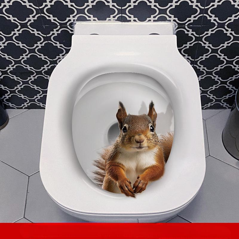 Креативная реалистичная 3D наклейка на унитаз с милым котом Vision, забавная наклейка с изображением животных для ванной комнаты, декор крышки унитаза, самоклеящаяся ПВХ, водонепроницаемая картина