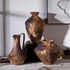 Ретро-ваза для цветов из грубой керамики Jingdezhen - Креативный ностальгический декор для отелей и домов
