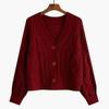 Solid V-Neck Sweater Women Knitted Cardigan Slouchy Spring and Autumn 2022 New Small Loose Short Cardigan Sweater Female Coat