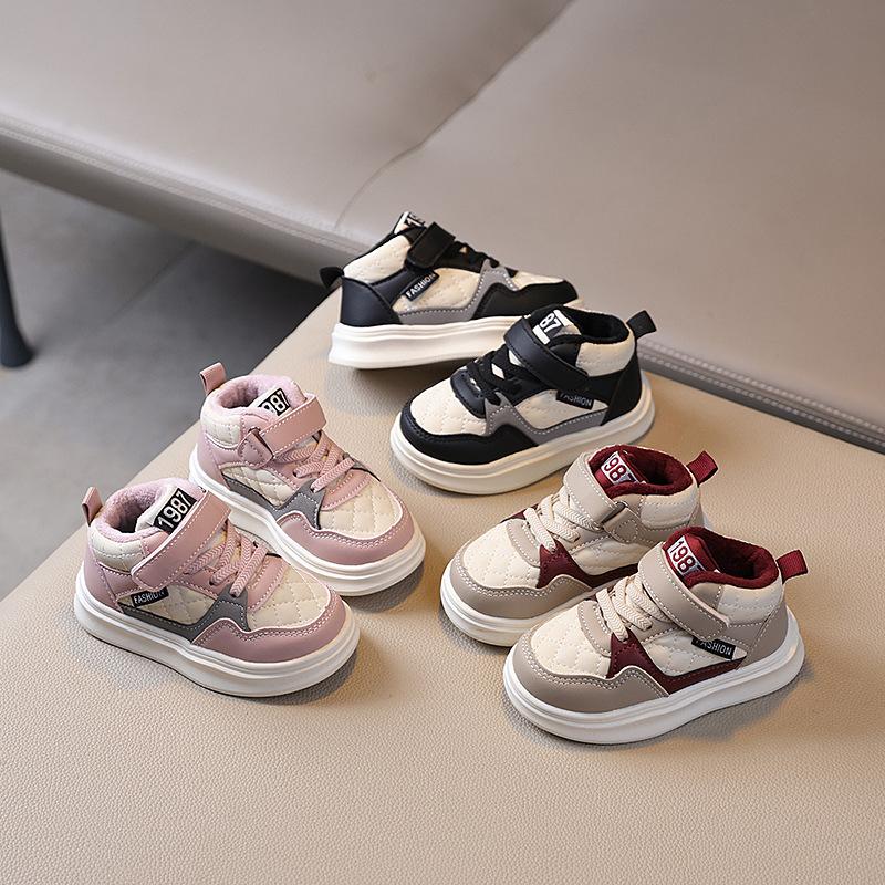 Детские зимние кроссовки, массивные, универсальные, для девочек, нескользящие, теплые, детские, повседневные, модные, для мальчиков, баскетбольные кроссовки из искусственной кожи