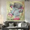 Tatty Teddy Wall Tapestry Aesthetic Wall Hanging Printed Fabric Blanket Decorative Tapestries for Bedroom Living Room Home Decor