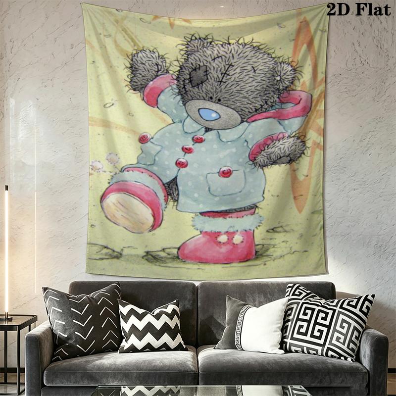 Tatty Teddy Wall Tapestry Aesthetic Wall Hanging Printed Fabric Blanket Decorative Tapestries for Bedroom Living Room Home Decor