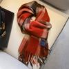 Europe's New Red Plaid Cashmere Scarf Women's Winter Light Person Thickened Warm Wool Men's Birthday Gift