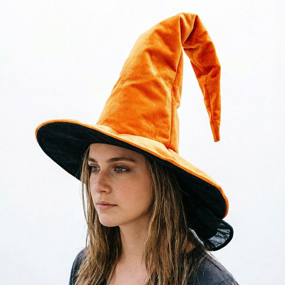 Velvet Halloween Witch Hat Large Witch Costume Hat Comfortable Plush Wizard Hat Role-Playing