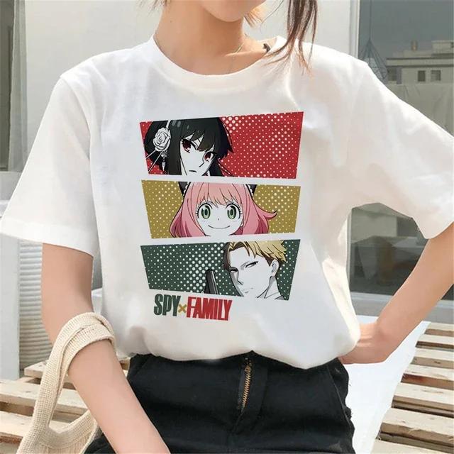 Spy X Family Periphery Cartoon Funny Printed Unisexs Tshirt Lovers Loose Kawaii Tshirt Y2K Round Neck Fashion Tshirt