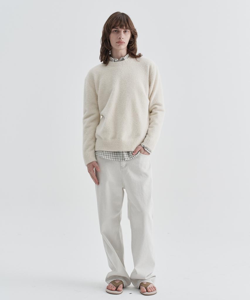 EZIO Fluffy Angora Round Knit_Ivory