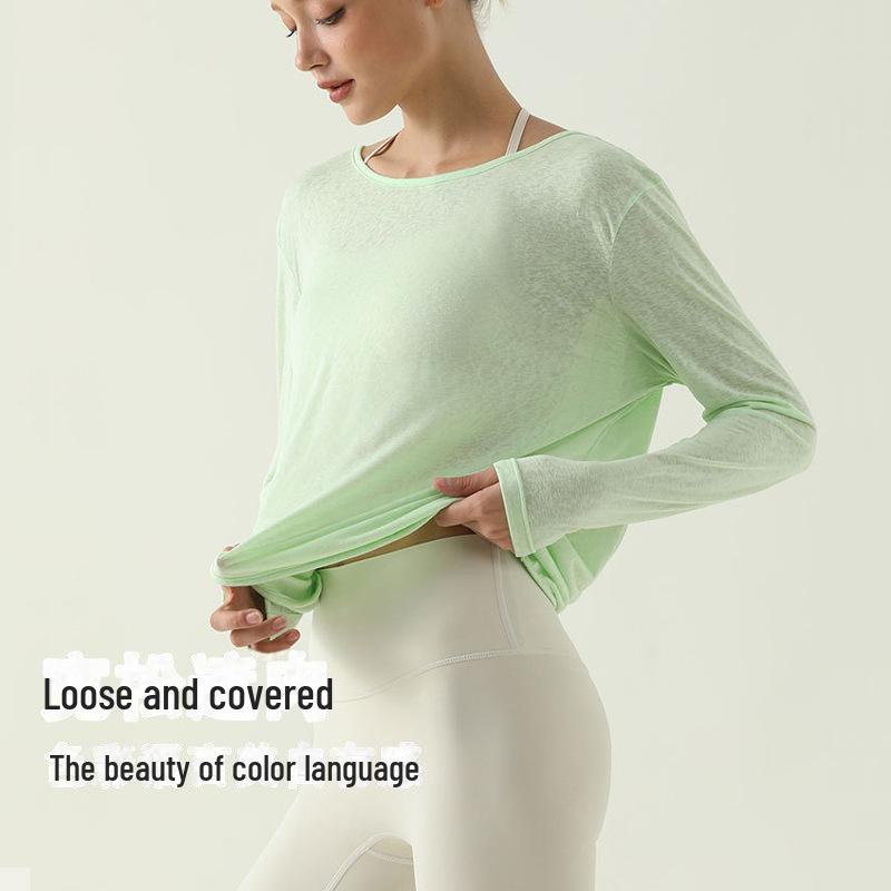 Women's Twisted Back Long-Sleeve Yoga Top - Loose, Breathable Sports Blouse for Running and Fitness