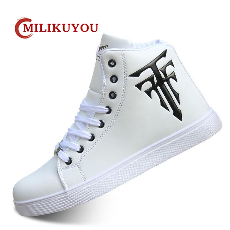 High Top Sneakers Man White Vulcanized Sneakers Flat Comfortable Shoes Men Autumn Spring Fashion Mens Shoes Vulcanize Shoes