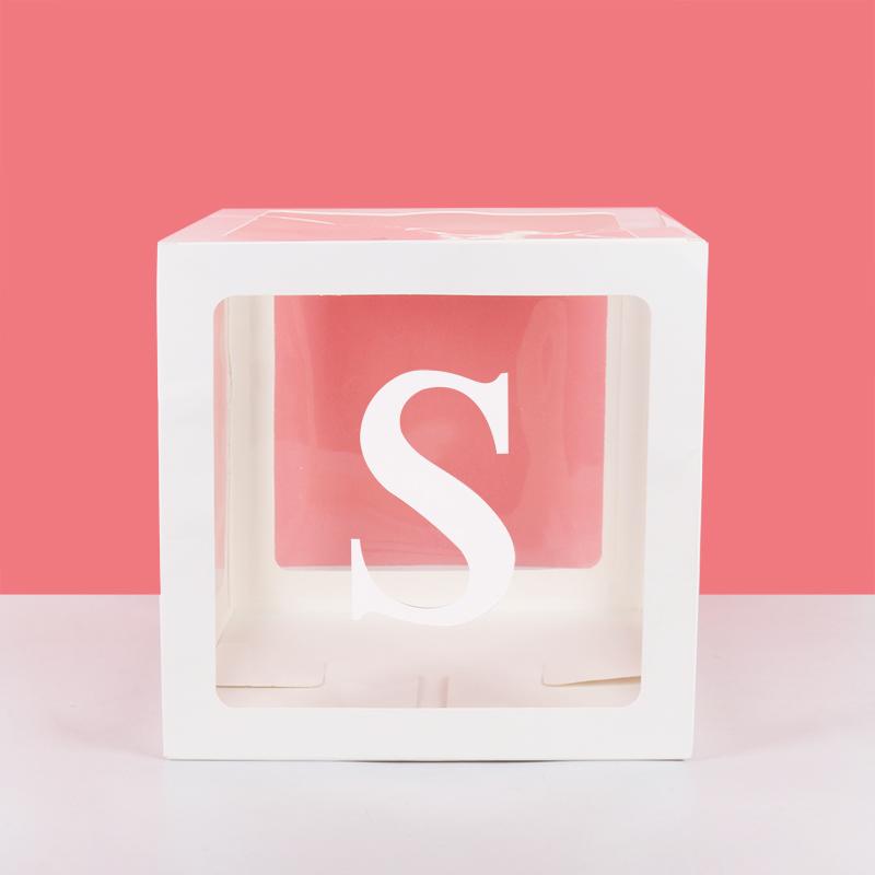 A-Z Letter Name Transparent Balloon Box BABY ONE Blocks Boy Girl Party Gift Box Wedding Decoration Baby Shower Birthday Party