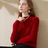 TUHUANG Women's Pure Wool Half-Turtleneck Slim-Fit Knit Pullover