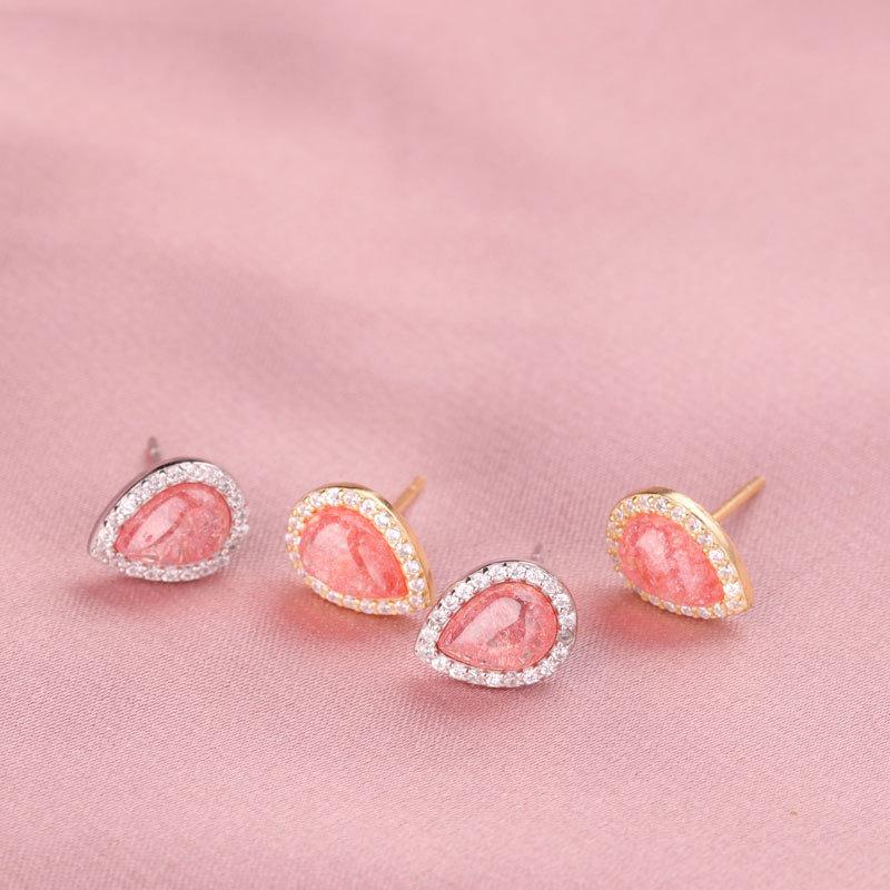 Серьги-капли с кристаллами клубники Легкие роскошные серьги Легкие роскошные серьги Темперамент