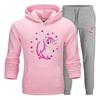 Girls' Pink and Grey Unicorn Jogging Suits - Brand - Model - Long Sleeves - Multisport