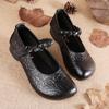 New Luxury Embossed Mary Jane Shoes Women's Vintage Real Leather Flats Elegant Sandals Woman Shallow Braids Strap Moccasin Shoe