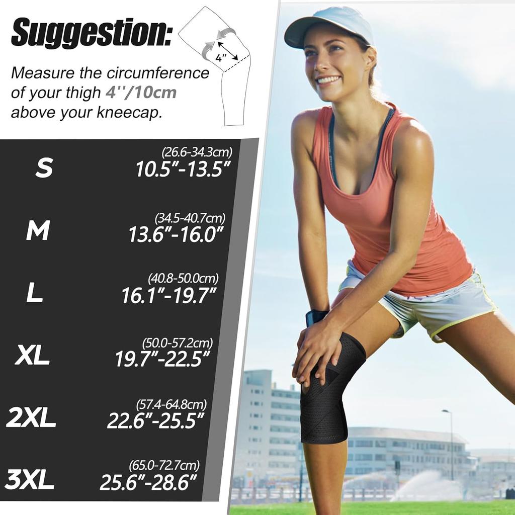 Knee Brace for Knee Pain - Compression Support with Air Mesh Fabric & Adjustable Side Stabilizers