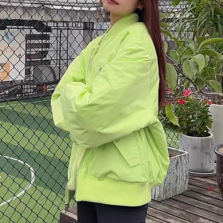 adidas Оригиналы BOMBER Двусторонние меховые бомберы и пальто Мужские Pulse Кислотный оранжевый зеленый JE6123