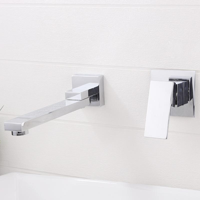 Раковина Смеситель для ванной Горячая и холодная вода Настенный смеситель Кран для раковины Поворотный излив Ванна с современной ручкой-рычагом