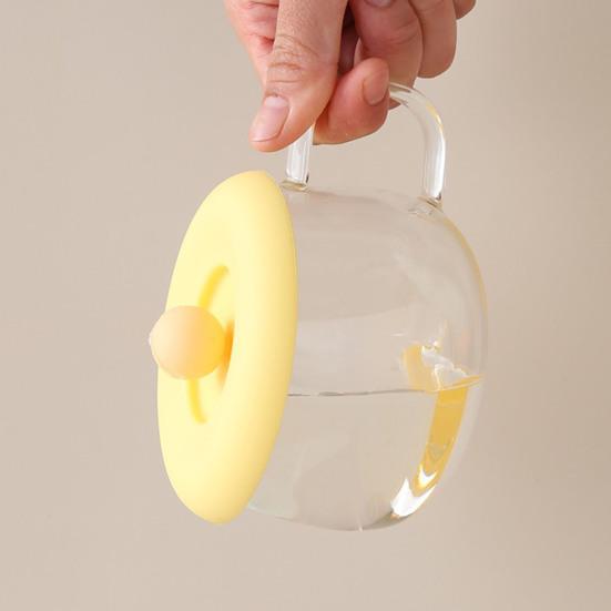 Силиконовая крышка для чашки с шаровидной ручкой. Держатель для ложки. Пищевая термостойкость. Пыленепроницаемая. Герметичная универсальная круглая чашка. Стеклянная крышка для кружки.