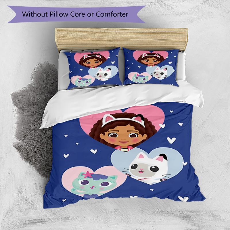 3pcs Gaby's Bubble House4 Design Cover Set - HD Printed Bedding with 1 Cover and 2 Pillowcases - Perfect for Home and Dorm Decor