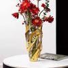 European Style Crystal Glass Vase Gold Painted Enamel European Style Decoration Housewarming Gift Home Furnishing Decoration