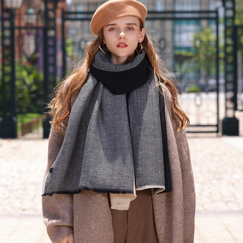 Rainbow Patchwork Print Warm Winter Thick Scarf New Women Design Pashmina Shawls Cashmere Shawl Lady Wrap Tassel Scarves Knitted EMA