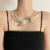 Heavy Duty Exaggerated Design Metal Blade Oil Drop Warbler Tail Flower Collar Fashion Temperament Collarbone Chain Necklace
