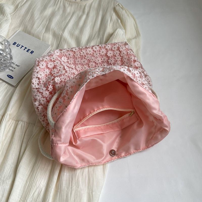 Женская сумка через плечо с кружевной сеткой и цветком