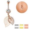 Ювелирные изделия из хирургической стали с висячим листом из циркона, кольцо на животе/пупке, украшения для пирсинга