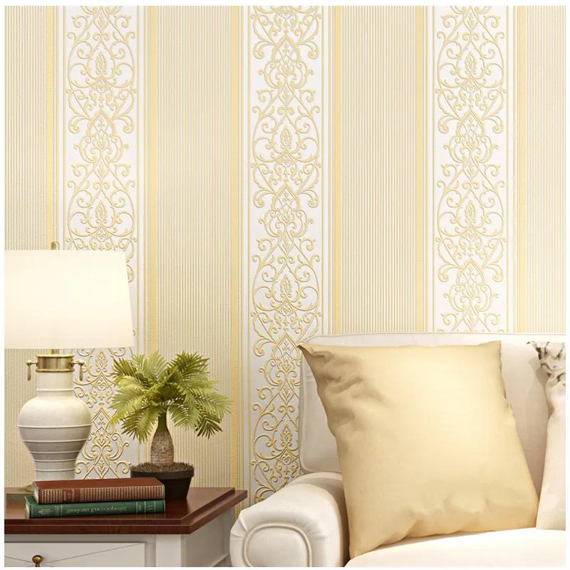 Grey/White/Beige/Pink Shimmer Damask Striped Wallpaper For Bedroom Modern Embossed Texture Wall Paper Roll Home Decor