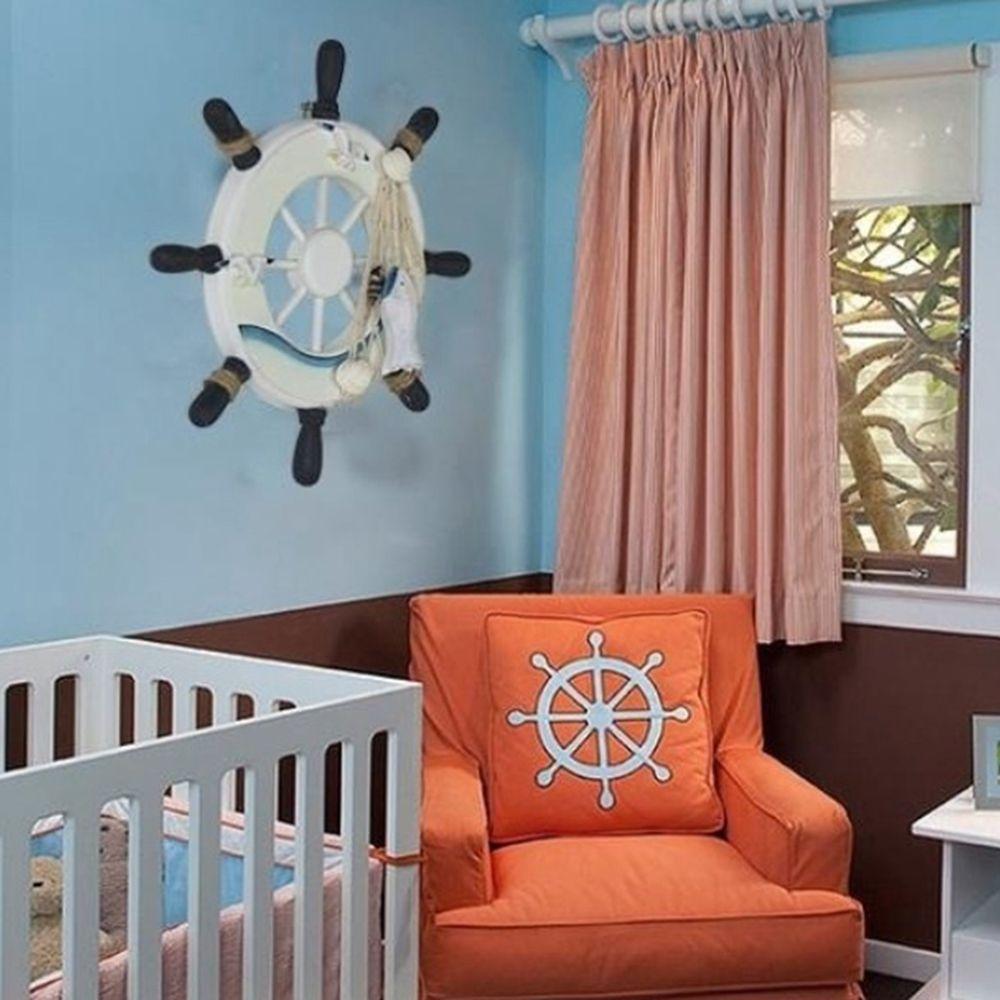 Net Beach Home Decoration Crafts Wooden Boat Wall Decor Ship Steering Wheel Hanging Decoration