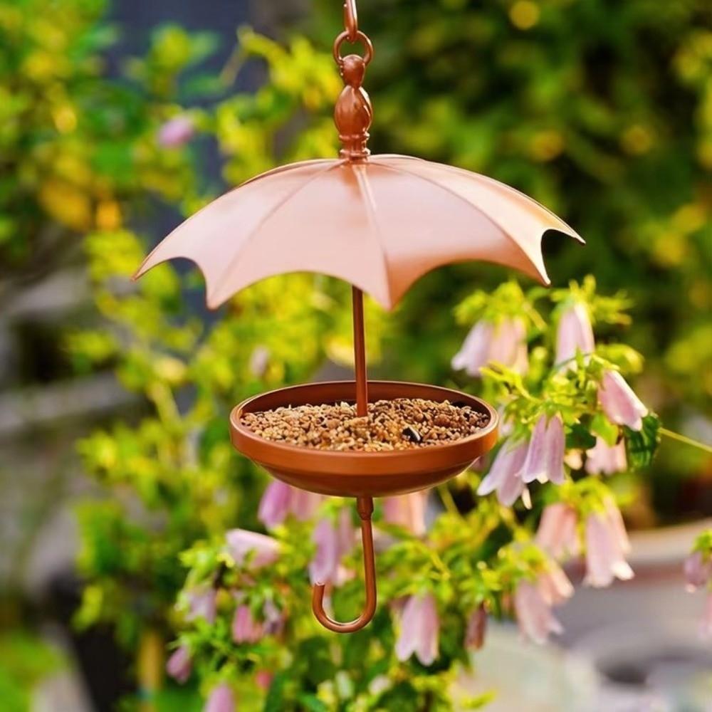 Vintage Hanging Platform Feeder Rustic Bird Feeding Station Umbrella-Shaped Bird Feeder Yard