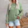 Women's Spring and Autumn Hollow Round Neck Knit Sweater Solid Color Lace Bottoming Shirt