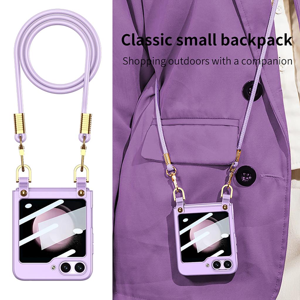 Чехол-пленка Crossbody Mirror для телефона Samsung Galaxy Z Flip 6 5 4 3 Flip3 Flip4 Flip5 Flip6 5G с гальваническим покрытием, противоударный чехол