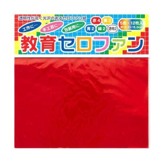 Toyo Educational Cellophane 1515cm 5-color set Red 4 Yellow 2 Blue Green Transparent Total 12 sheets Made Japan Ready-to-use learning color