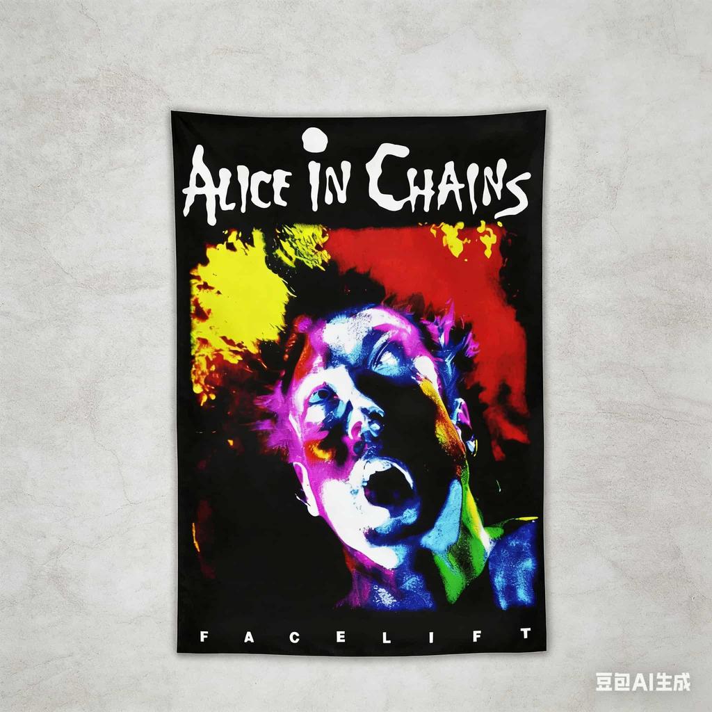 1pc Alice in Chains Facelift Album Tapestry Polyester 2D Flat Print Grunge Rock Wall Hanging for Bedroom Music Studio Iconi
