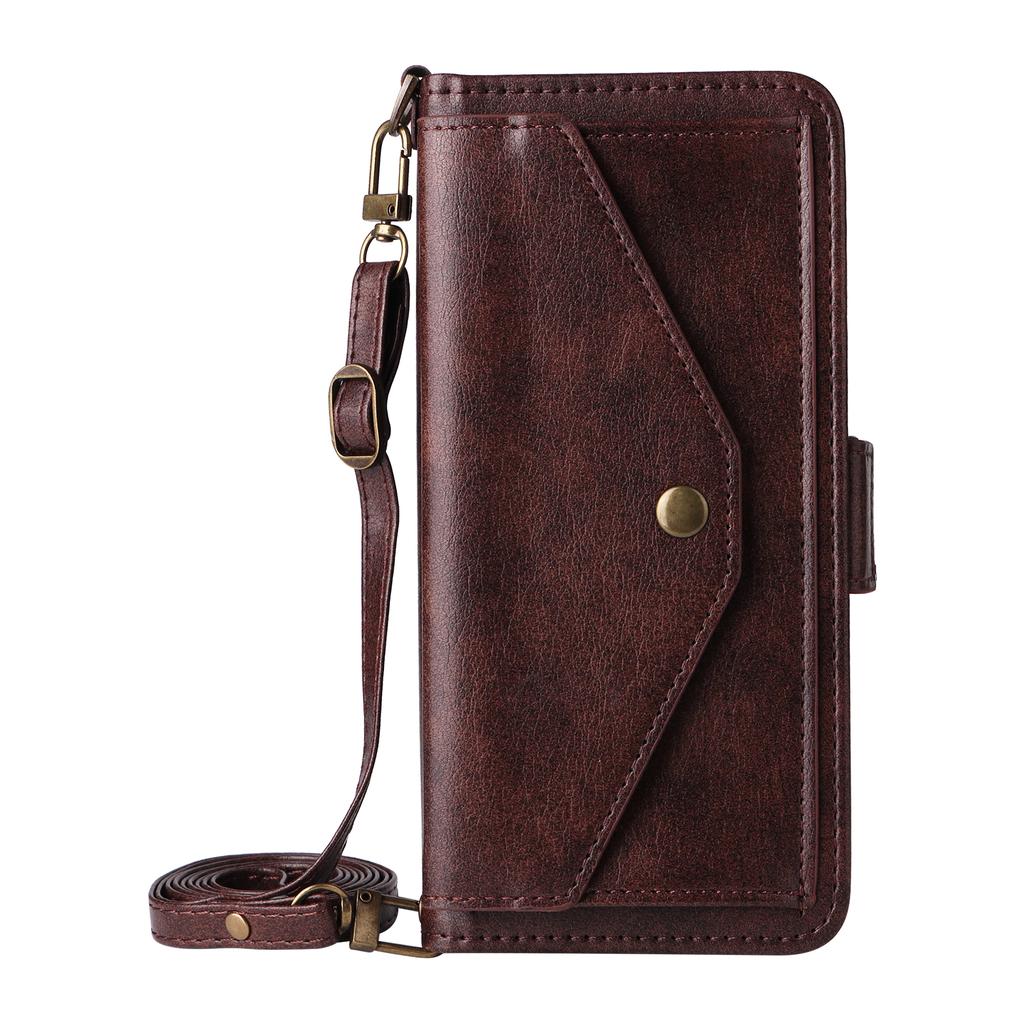 For Asus Zenfone 12 Ultra 5G Leather Case Magnetic Closure Wallet Stand Phone Cover with Crossbody Strap
