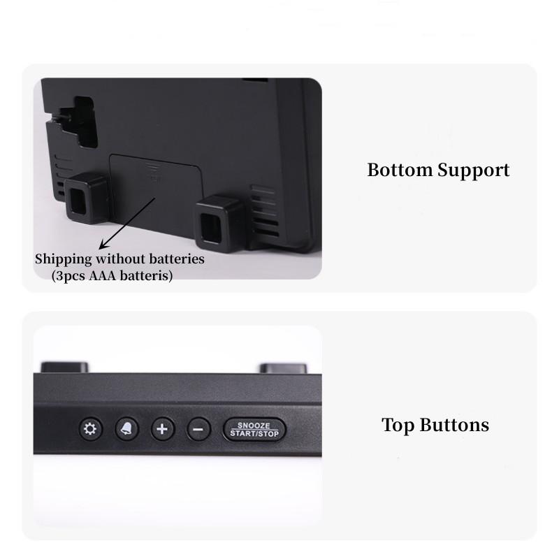 USB Powered Digital Wall Clock Electronic LED Alarm Clock Timer Brightness Adjustment TEMP Display 2 Alarms 12/24H Table Clock