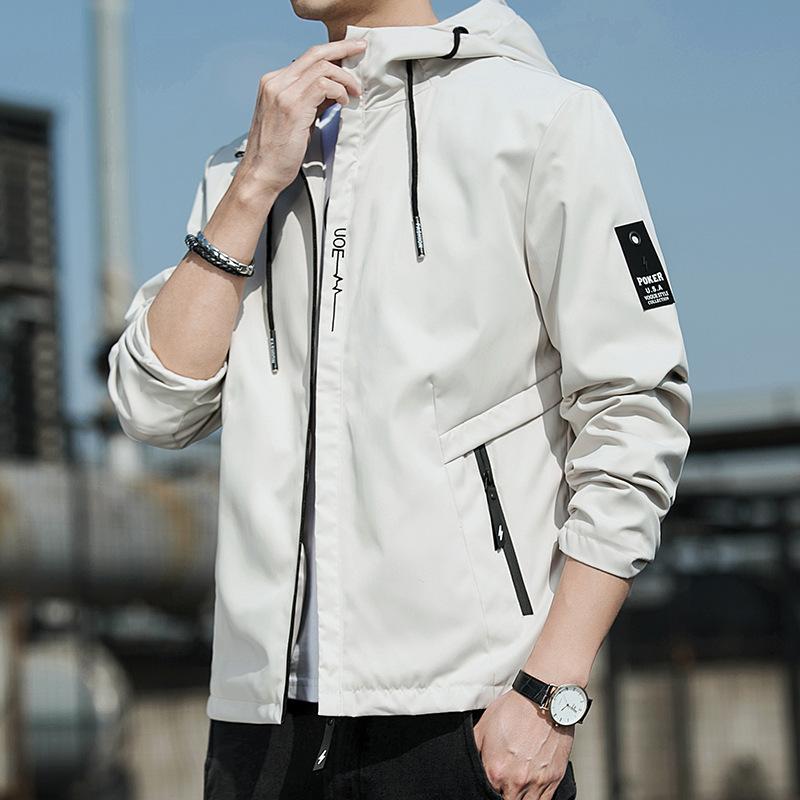 Мужская куртка весна и осень, корейская версия, свободная повседневная рабочая куртка, мужская куртка с капюшоном, модная мужская одежда
